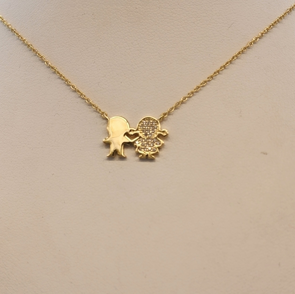Brand New Sterling Silver 925 Boy and Girl Necklace